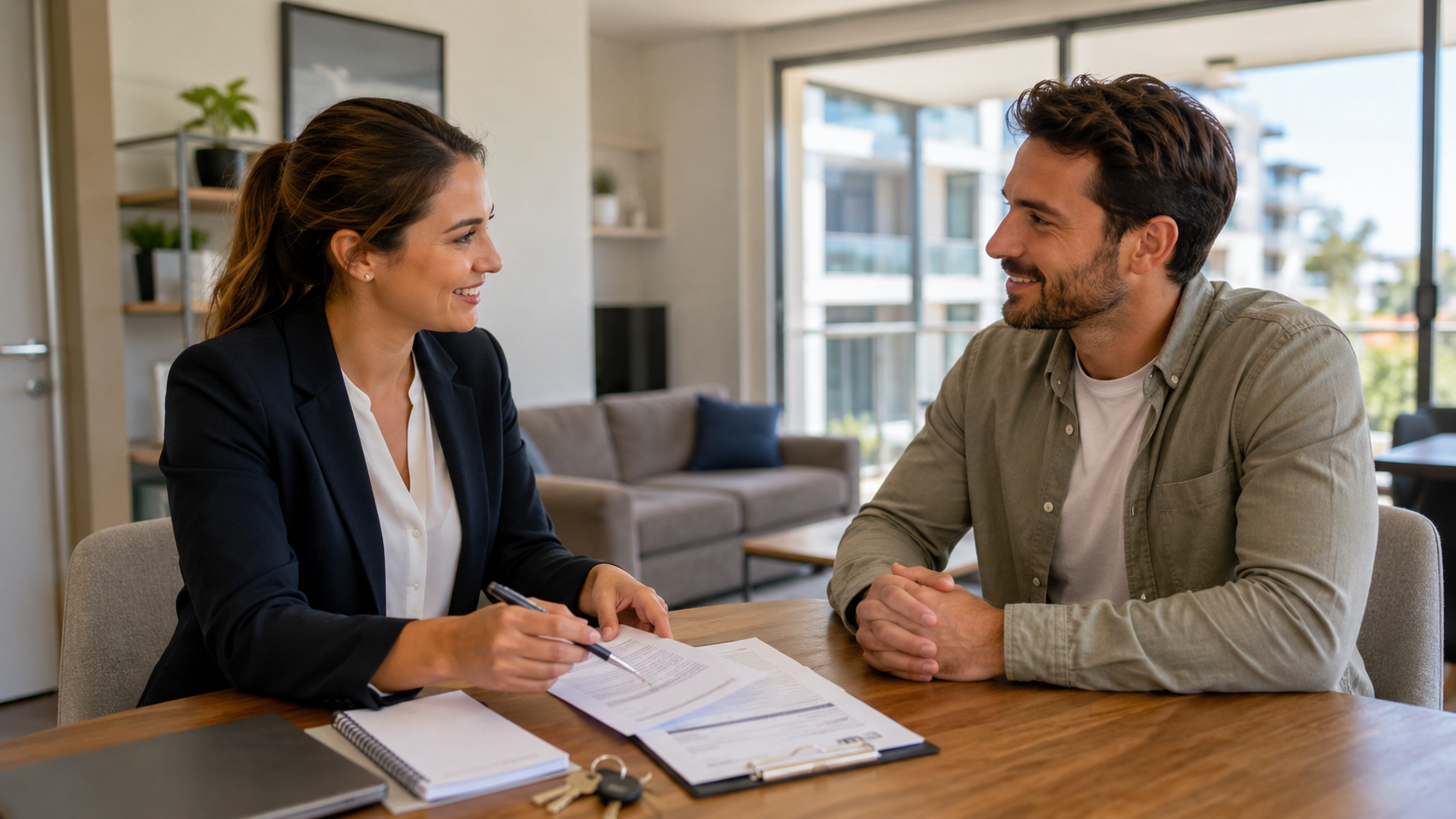 Queensland renter discussing a written mutual termination with a property manager
